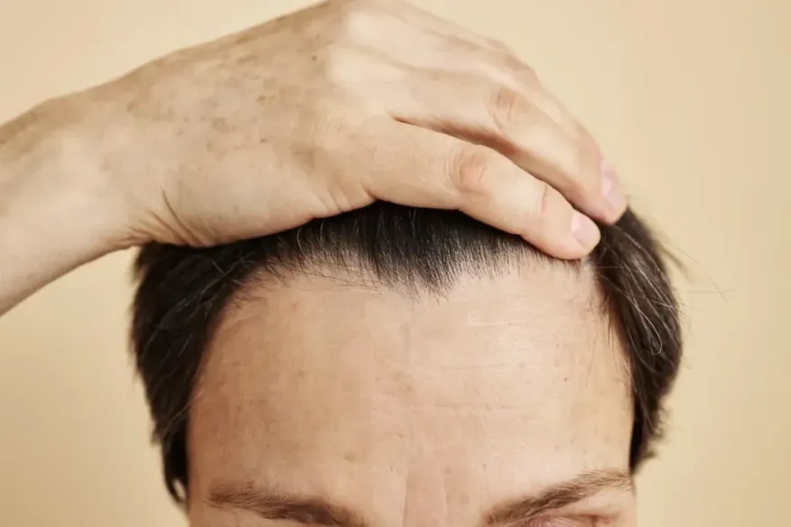 FDA‑approved hair loss medications displayed on a pharmacy shelf.